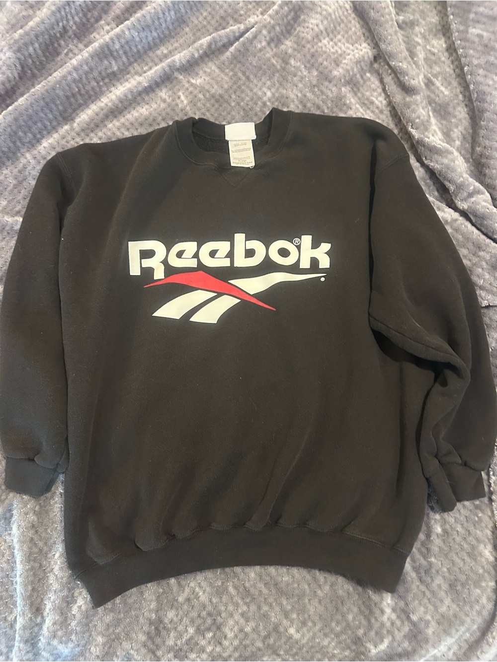 80s Vintage Great Condition Reebok Black Crewneck Sweatshirt szXL